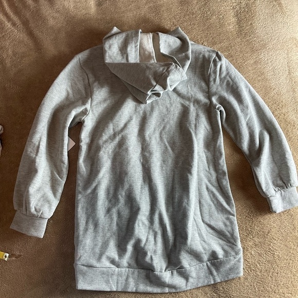 Zella Girl Hi/Lo Grey Sweatshirt Hoodie Sz XS 5/6 - Picture 2 of 5